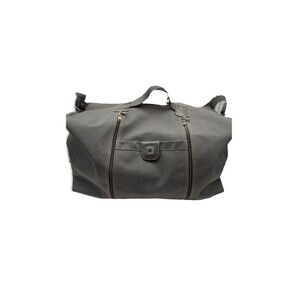Dunhill canvas  gray black Leather trim large travel duffel bag 22x16x10